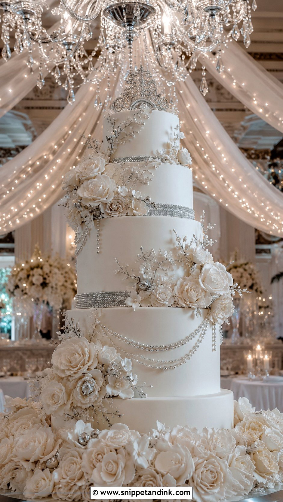 Chandelier Wedding Cake With Fairy Lights - Snippet and Ink - 20 Wedding Cake Ideas with Fairy Lights