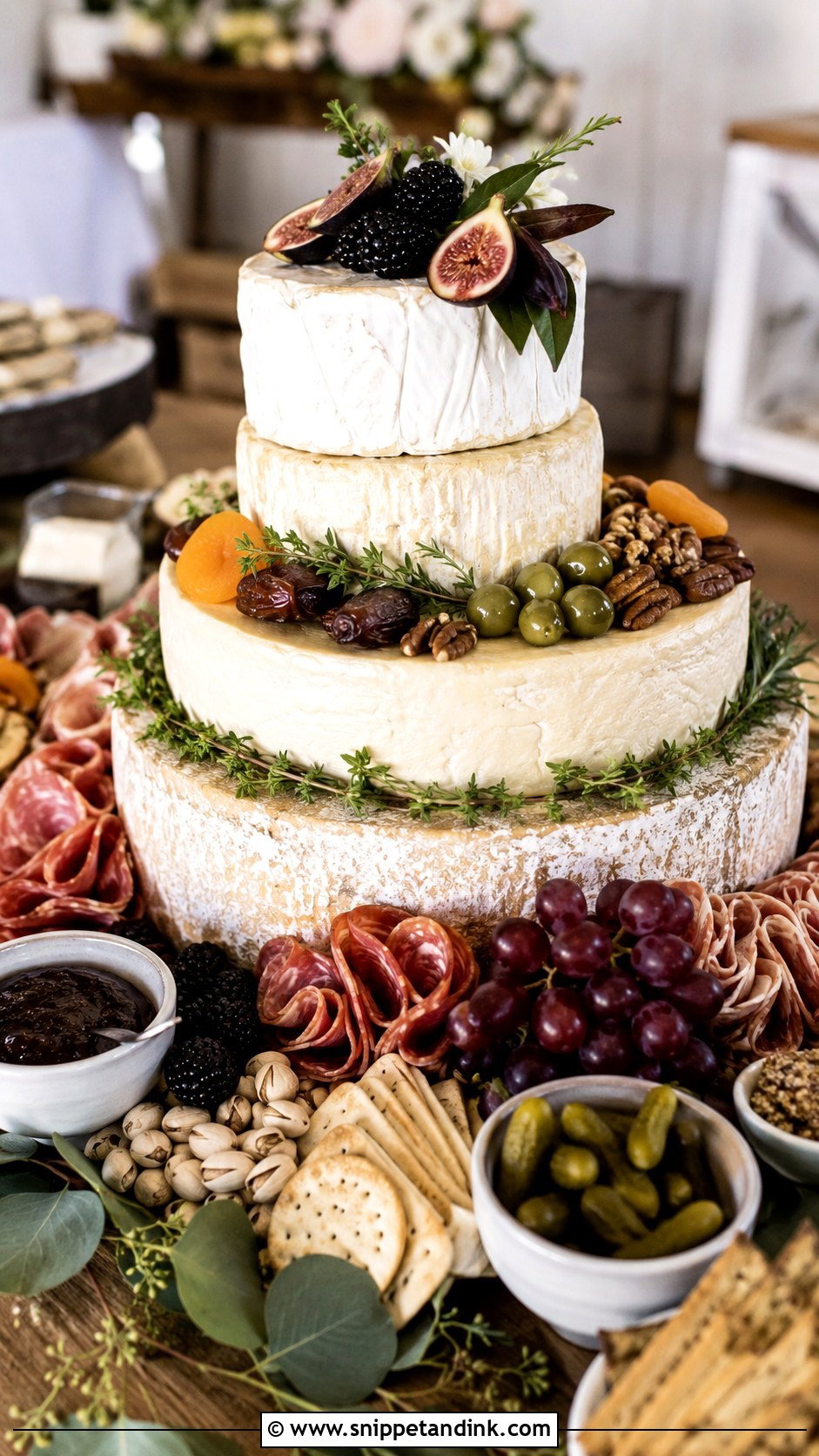 Charcuterie Cheese Board Wedding Cake - Snippet and Ink - 20 Cheese Board Wedding Cake Ideas