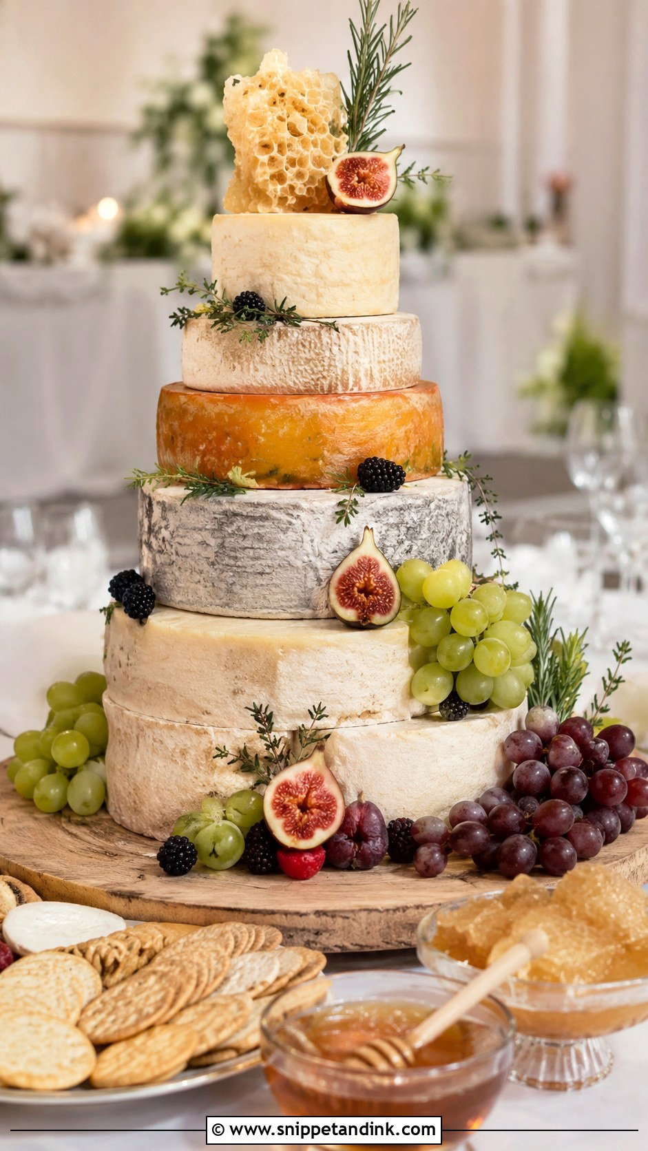 Cheese Wheel Wedding Cake - Snippet and Ink - 20 Cheese Board Wedding Cake Ideas