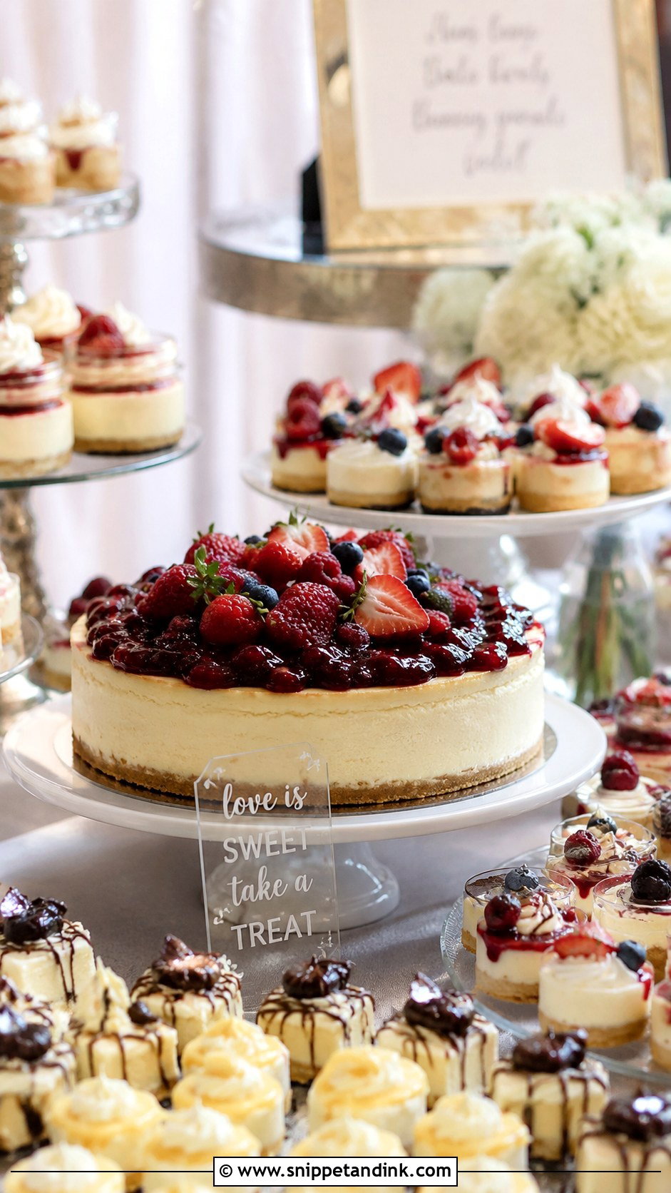Cheesecake Wedding Dessert Table - Snippet and Ink - 20 Assorted Wedding Dessert Table Ideas