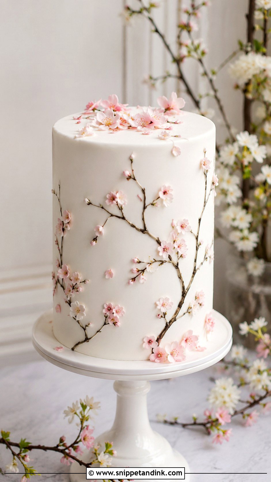 Cherry Blossom Wedding Cake - Snippet and Ink - 20 Spring Flower Cake Ideas for Wedding