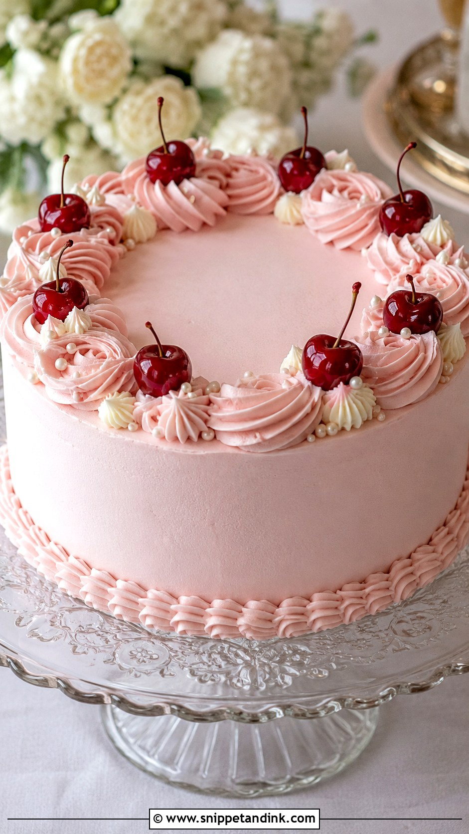 Cherry Buttercream Wedding Cake - Snippet and Ink - 25 Vintage Cherry Wedding Cake Ideas