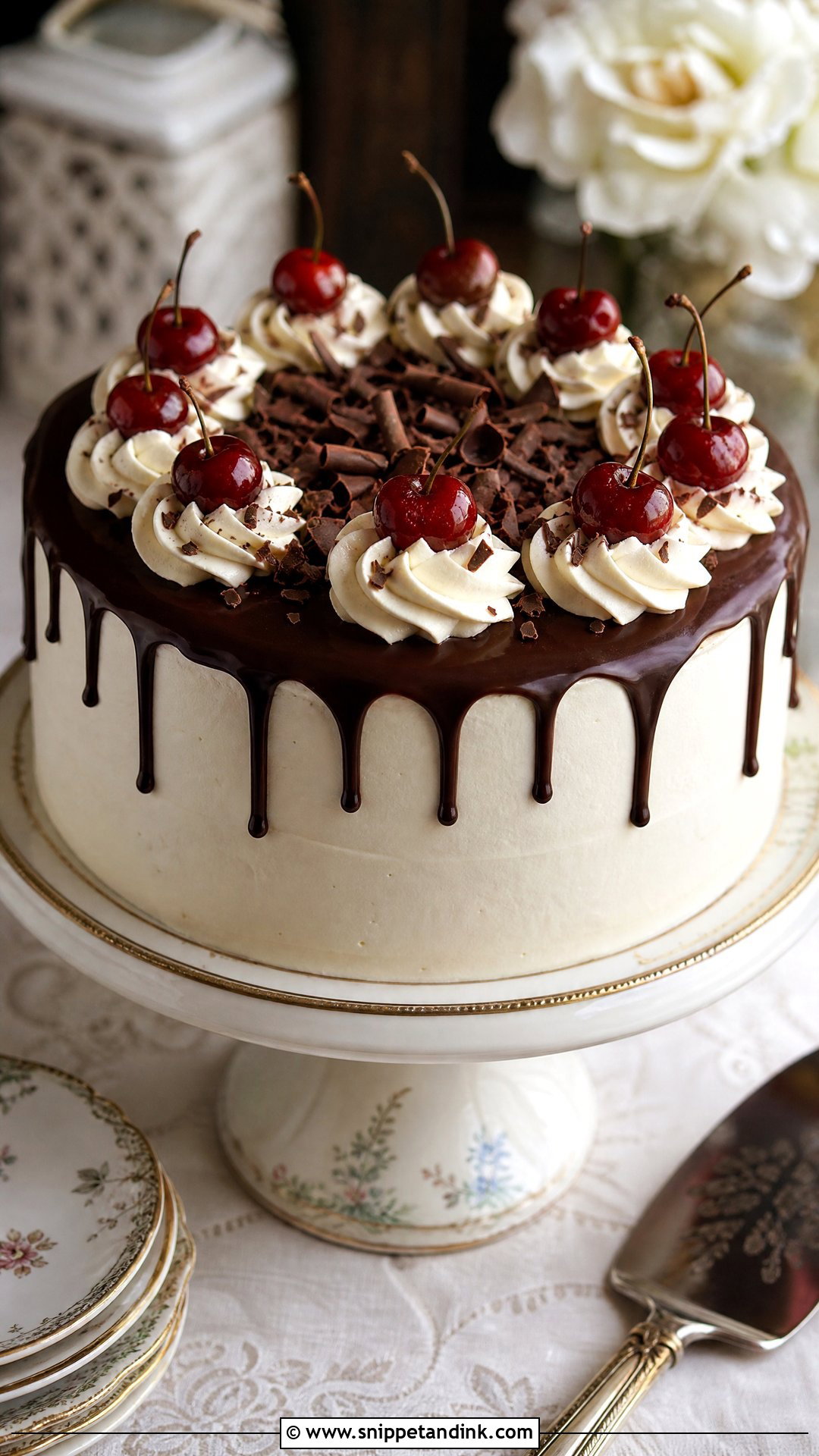 Cherry Cake With Chocolate Drip - Snippet and Ink - 25 Vintage Cherry Cake Ideas for Wedding