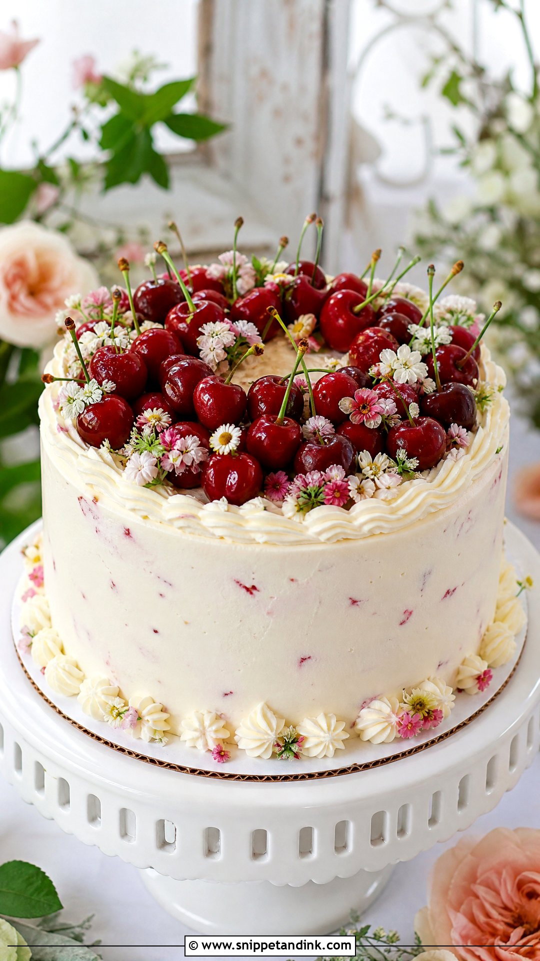 Cherry Cake With Fresh Cherries - Snippet and Ink - 25 Vintage Cherry Cake Ideas for Wedding