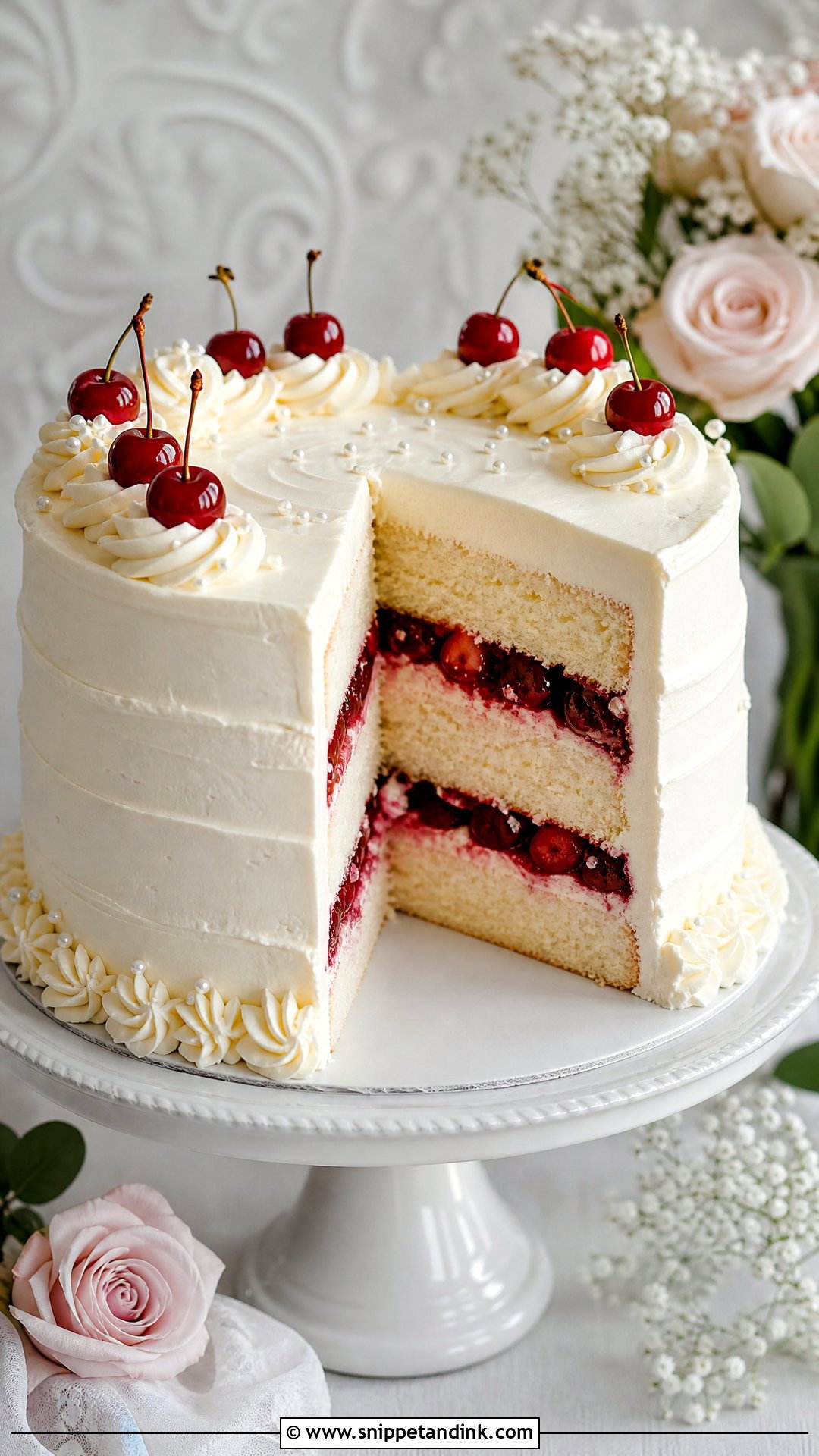 Cherry Cream Cheese Wedding Cake - Snippet and Ink - 25 Vintage Cherry Cake Ideas for Wedding