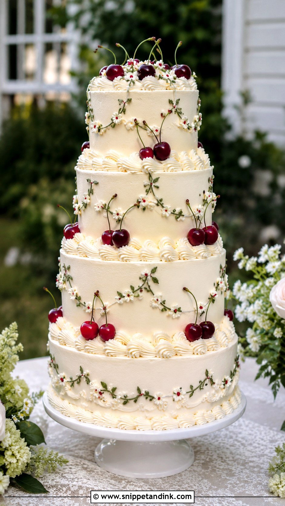 Cherry Garden Wedding Cake - Snippet and Ink - 25 Vintage Cherry Wedding Cake Ideas