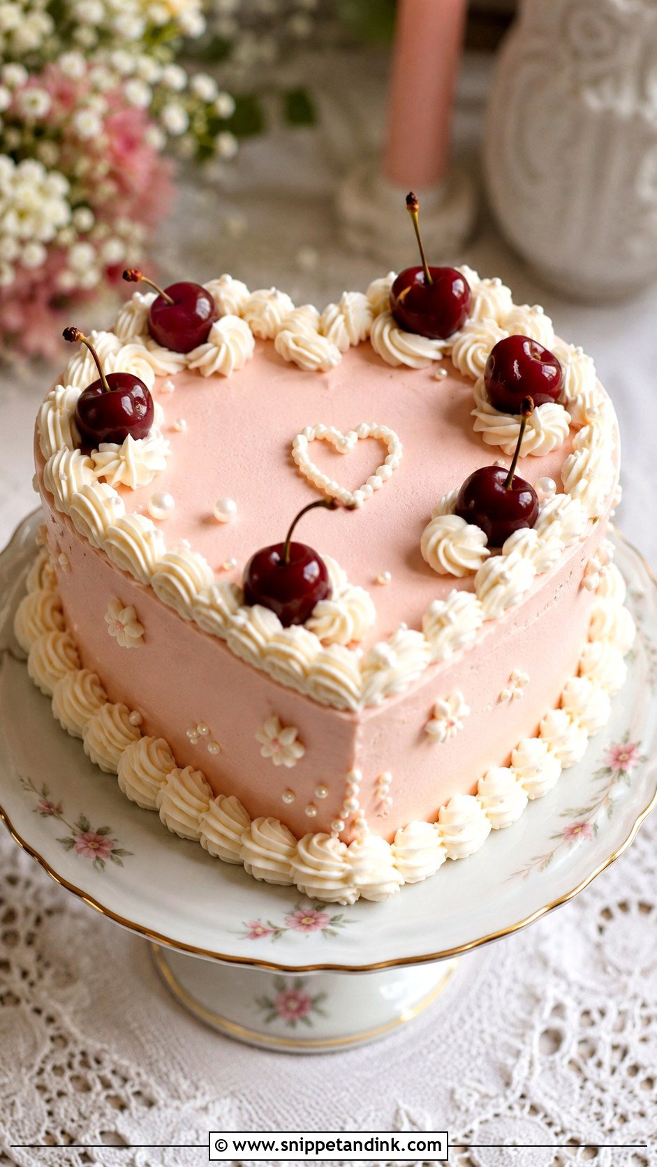 Cherry Lace Wedding Cake - Snippet and Ink - 25 Vintage Cherry Wedding Cake Ideas