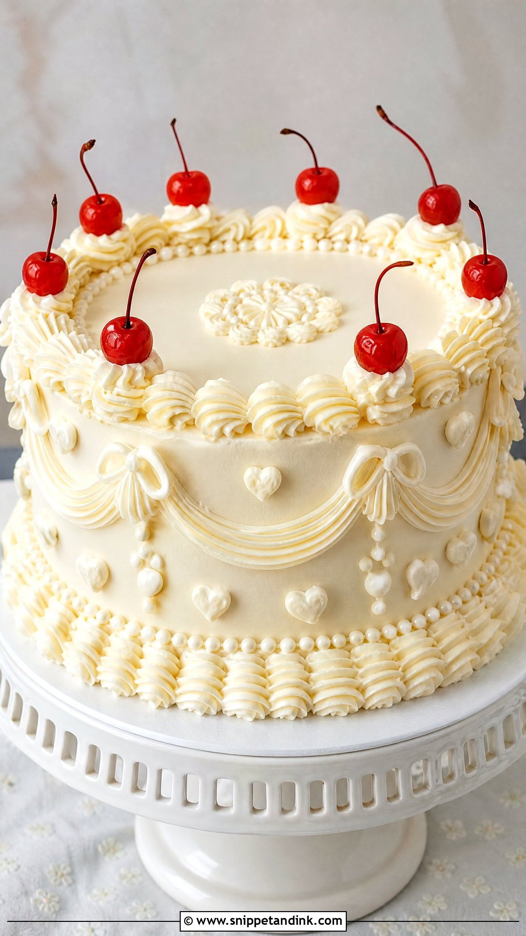Cherry Lambeth Wedding Cake - Snippet and Ink - 20 Lambeth Wedding Cake Ideas