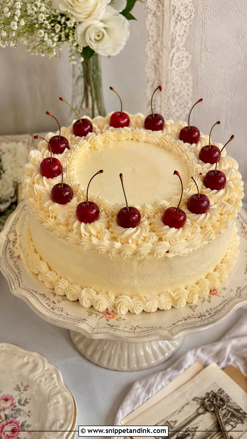 Cherry Mini Wedding Cake - Snippet and Ink - 25 Vintage Cherry Wedding Cake Ideas