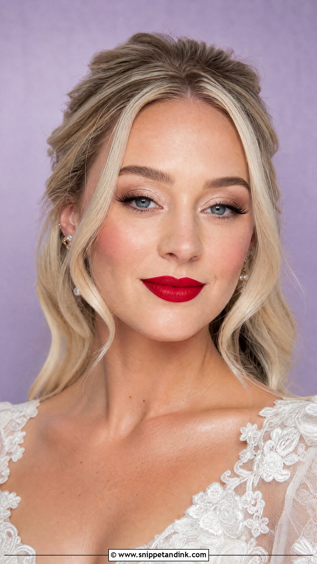 Cherry Red Lip Bridal Makeup - Snippet and Ink - 20 Wedding Makeup Red Lips