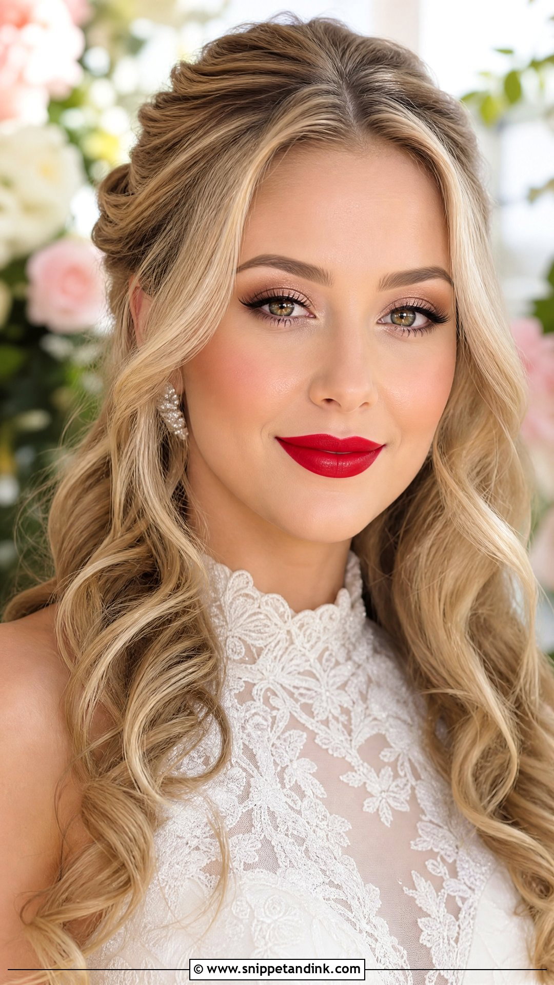 Cherry Red Lip Wedding Makeup - Snippet and Ink - 20 Red Lip Wedding Makeup Ideas