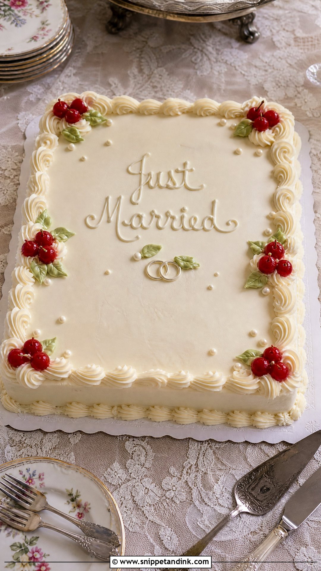 Cherry Sheet Wedding Cake - Snippet and Ink - 25 Vintage Cherry Cake Ideas for Wedding