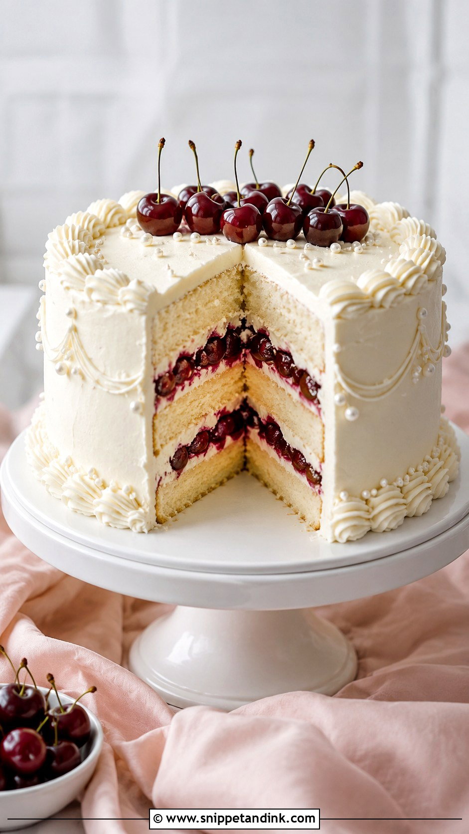 Cherry Vanilla Wedding Cake - Snippet and Ink - 25 Vintage Cherry Wedding Cake Ideas
