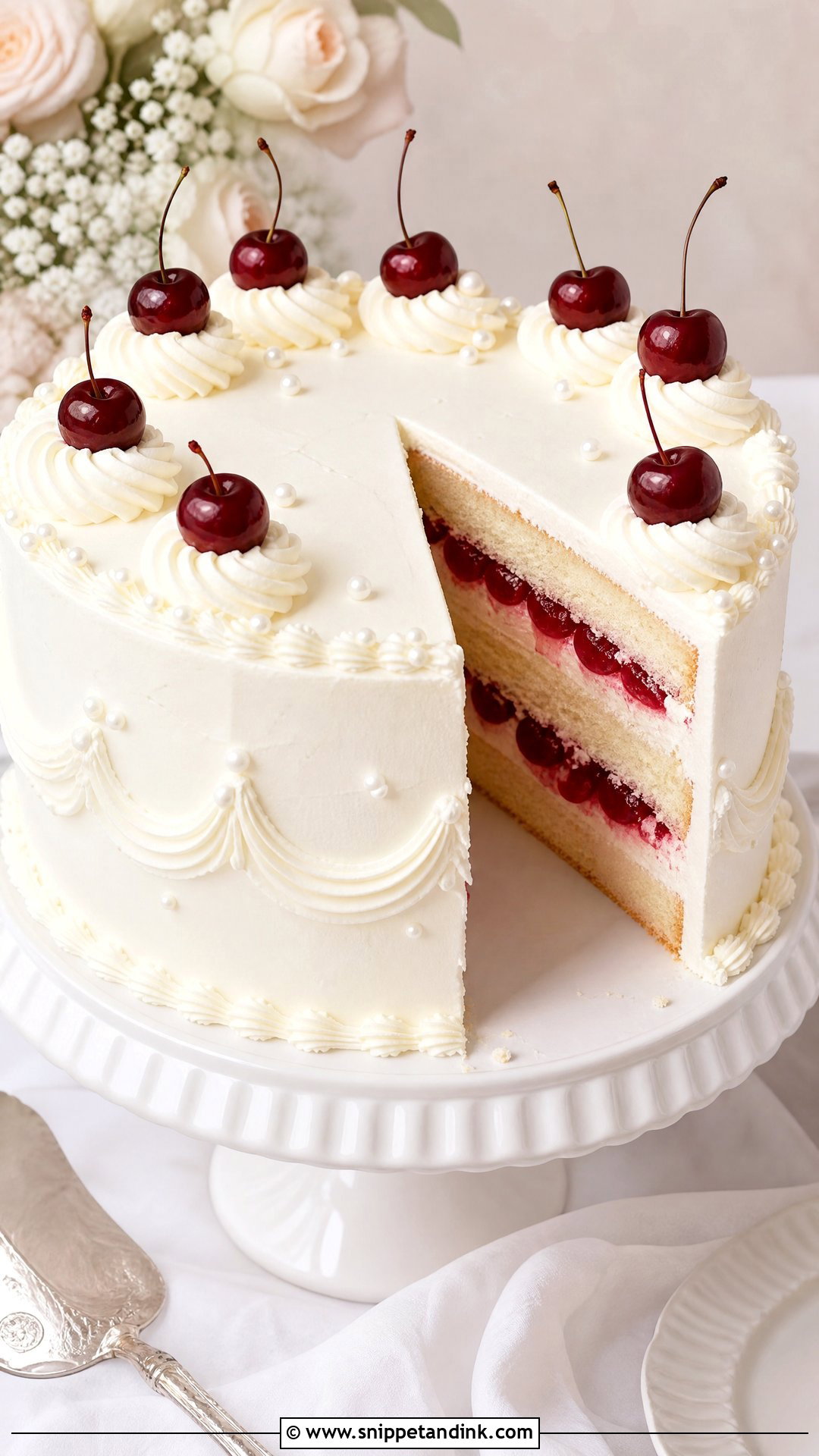 Cherry Vanilla Wedding Cake - Snippet and Ink - 25 Vintage Cherry Cake Ideas for Wedding