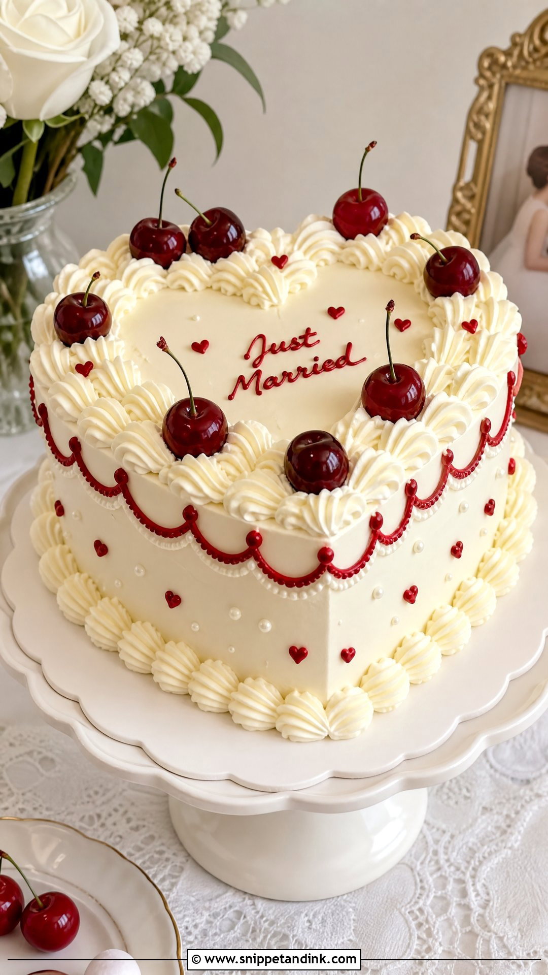 Cherry Wedding Cake - Snippet and Ink - 25 Love Theme Cake Ideas for Wedding