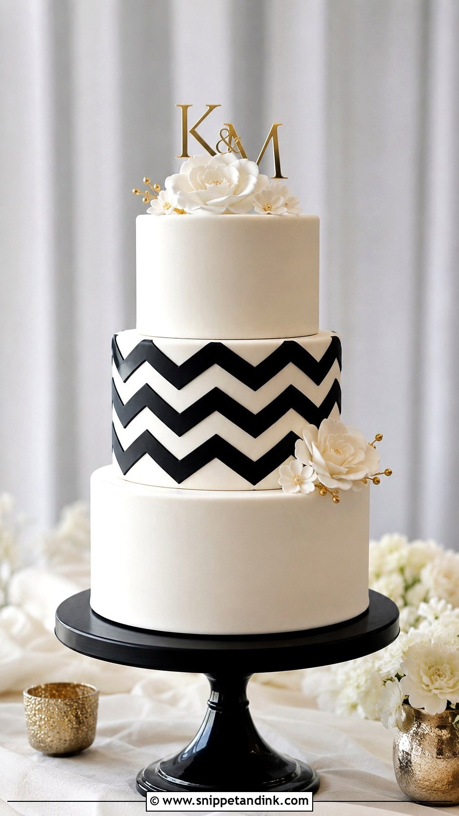 Chevron Striped Wedding Cake - Snippet and Ink - 20 Striped Wedding Cake Ideas