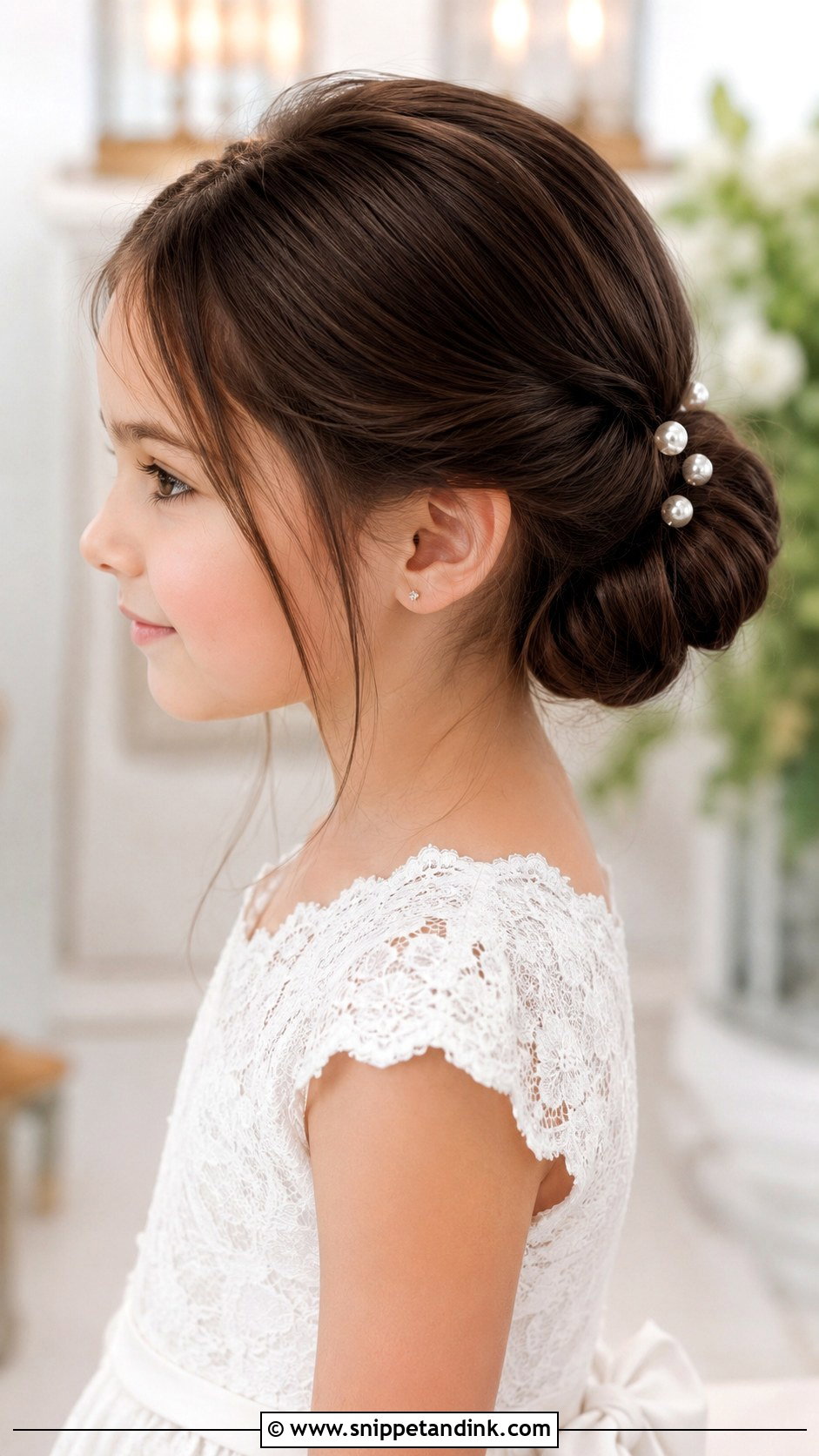 Chignon Bun for Flower Girls - Snippet and Ink - 25 Kids Wedding Hairstyles