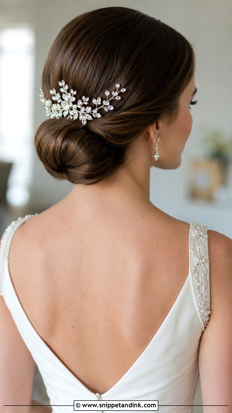 Chignon Bun for Short Hair - Snippet and Ink - 20 Short Hair Bun Wedding Ideas