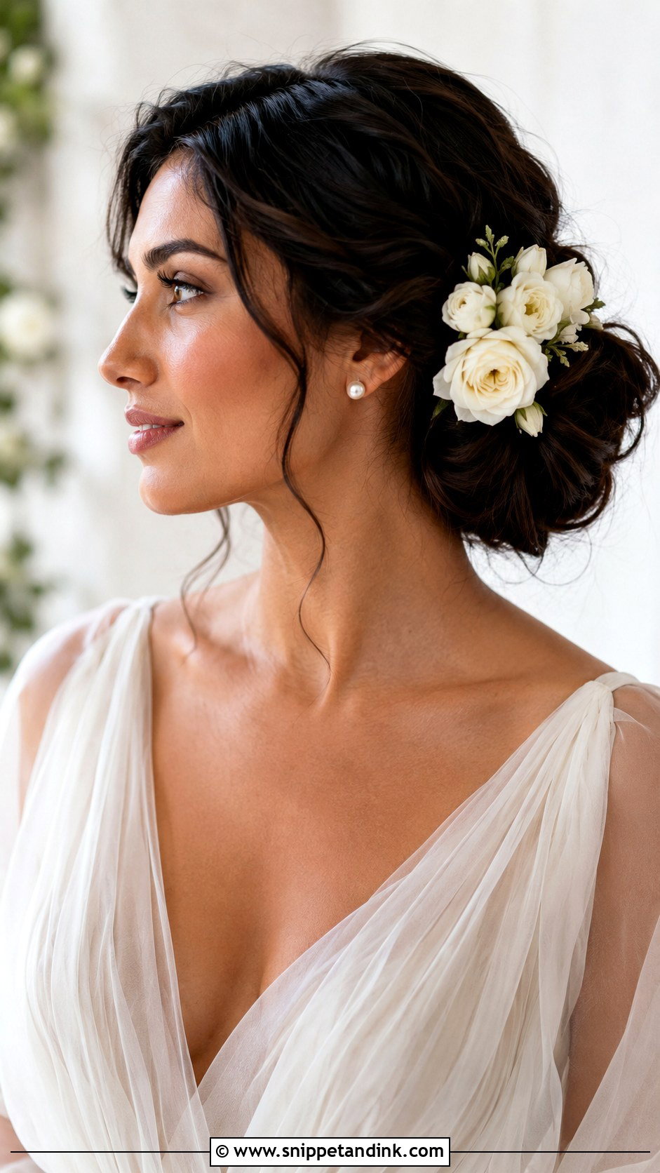 Chignon Wedding Bun With Flowers - Snippet and Ink - 15 Wedding Bun with Flowers Ideas