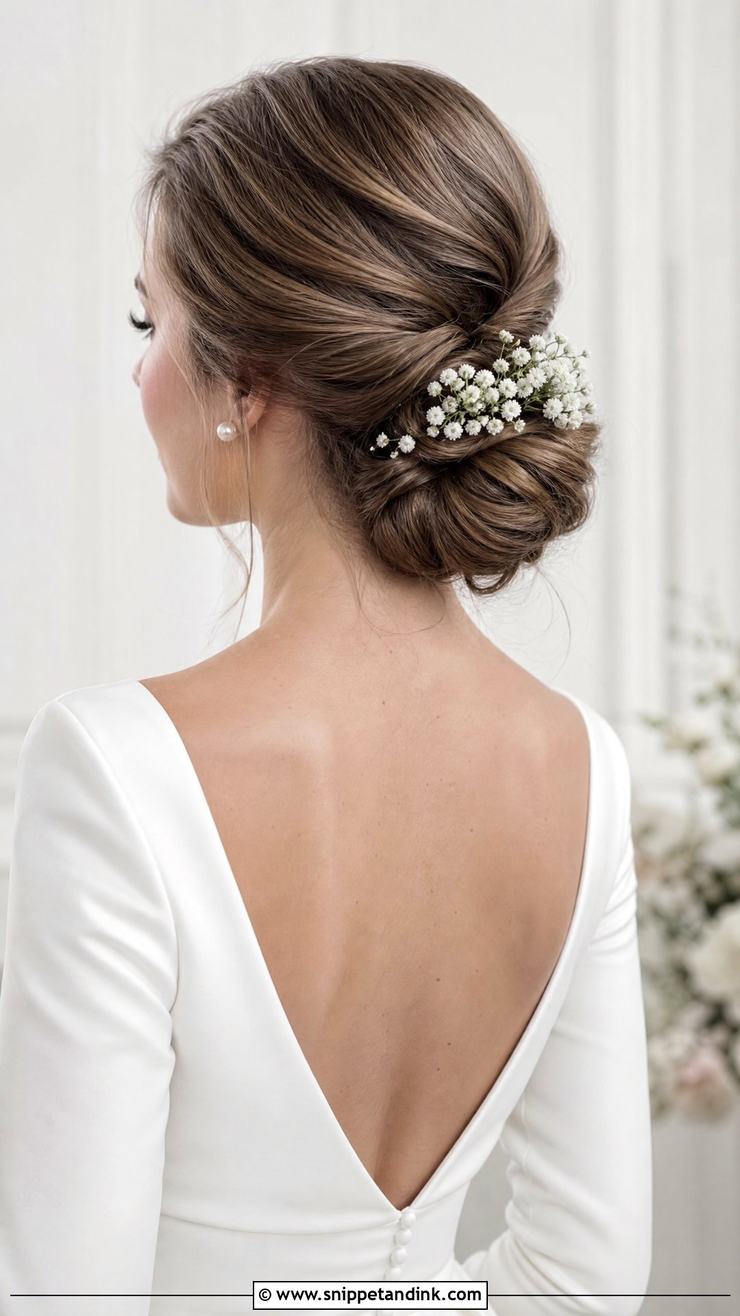 Chignon With Fresh Flowers - Snippet and Ink - 15 Bride Flower Hair Ideas