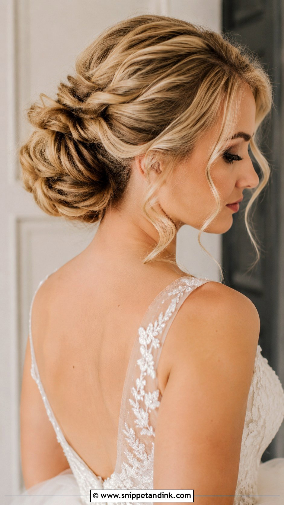 Chignon With Loose Curls - Snippet and Ink - 20 Bridal Chignon Ideas