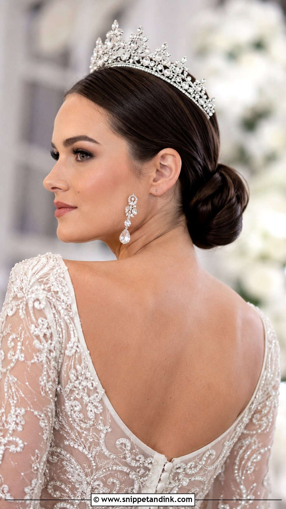 Chignon With Tiara - Snippet and Ink - 20 Bridal Hair Tiara Ideas