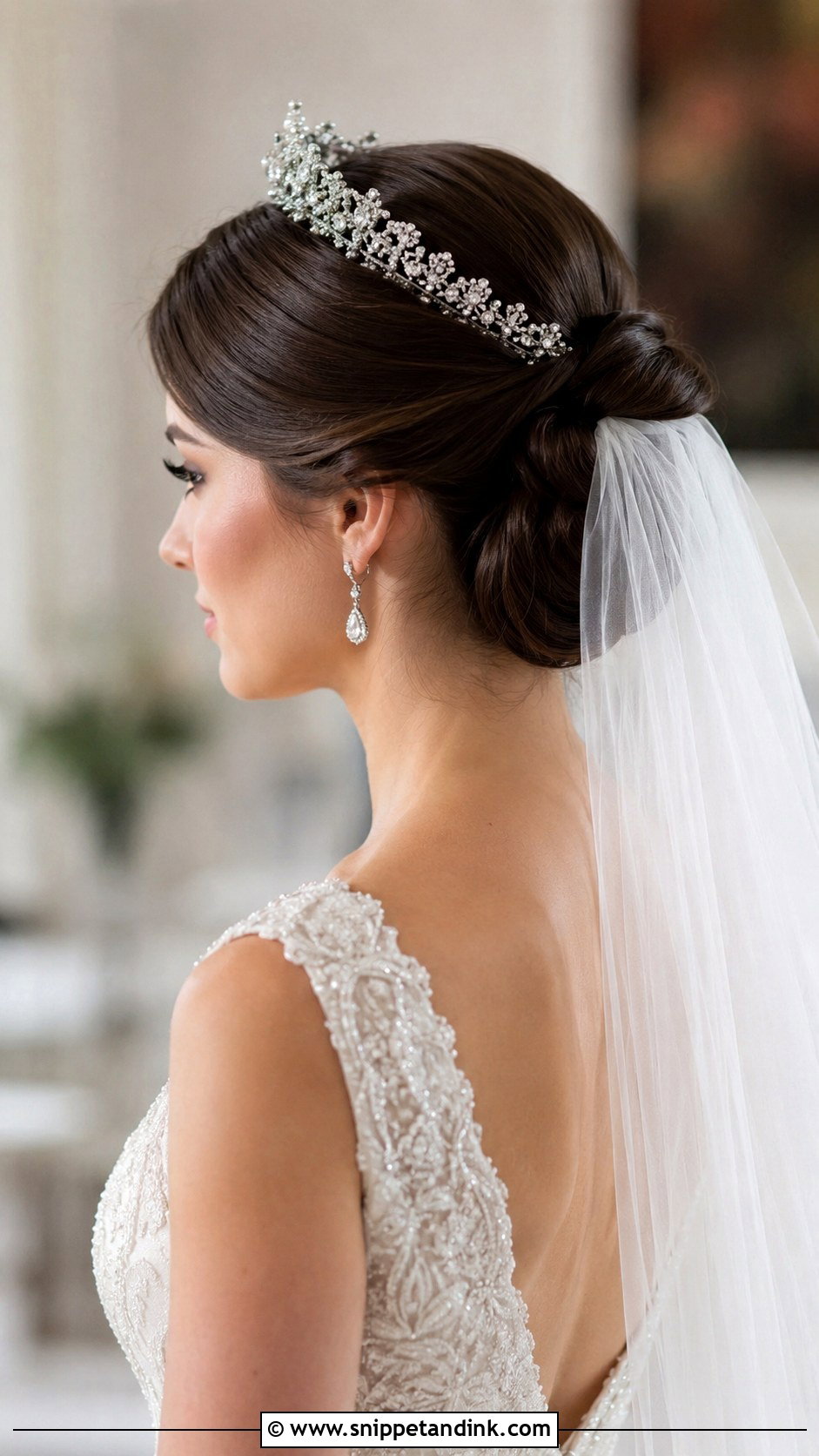 Chignon With Tiara - Snippet and Ink - 20 Bridal Chignon Ideas
