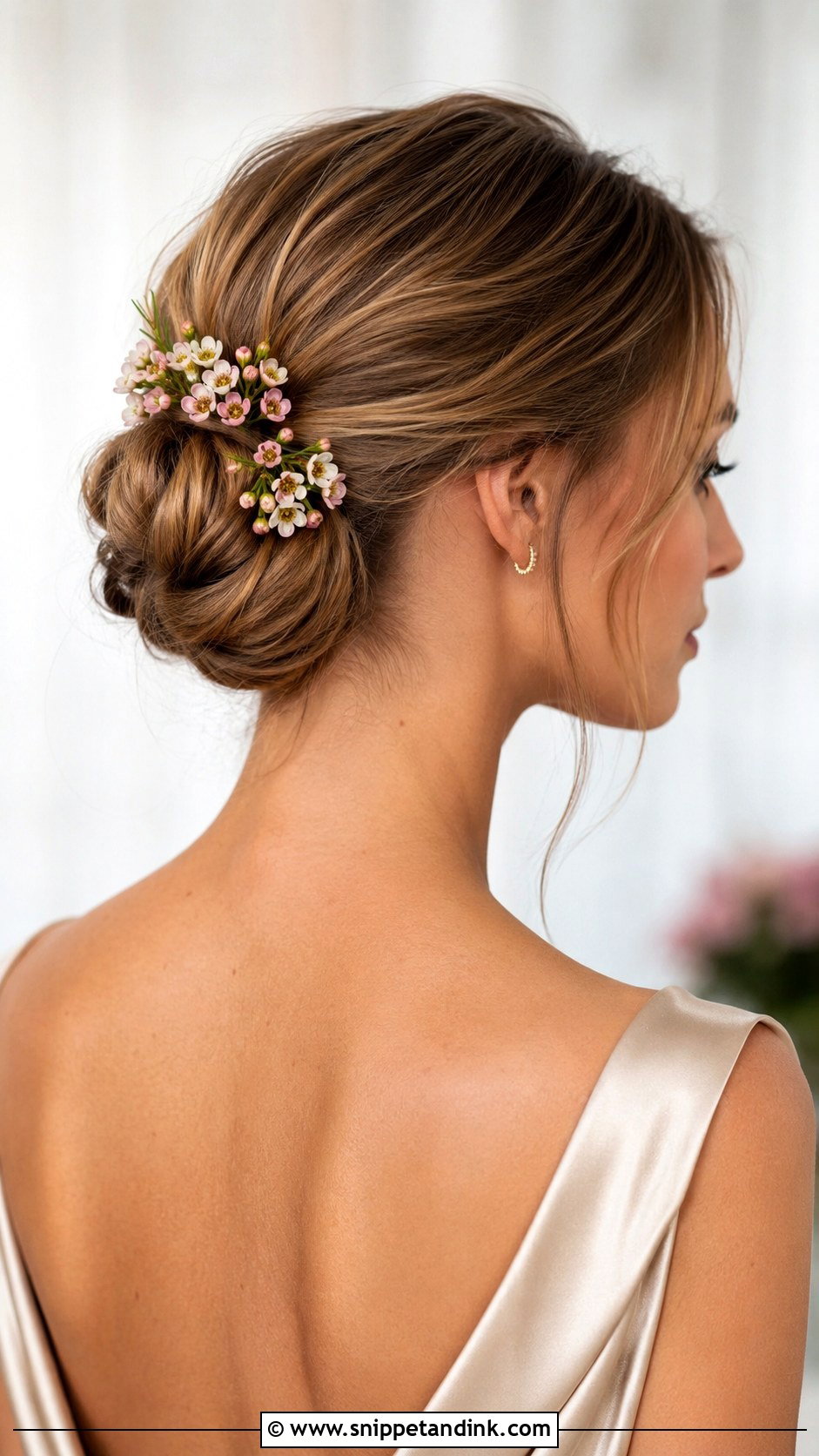 Chignon With Wax Flowers - Snippet and Ink - 25 Bridal Hair with Flowers