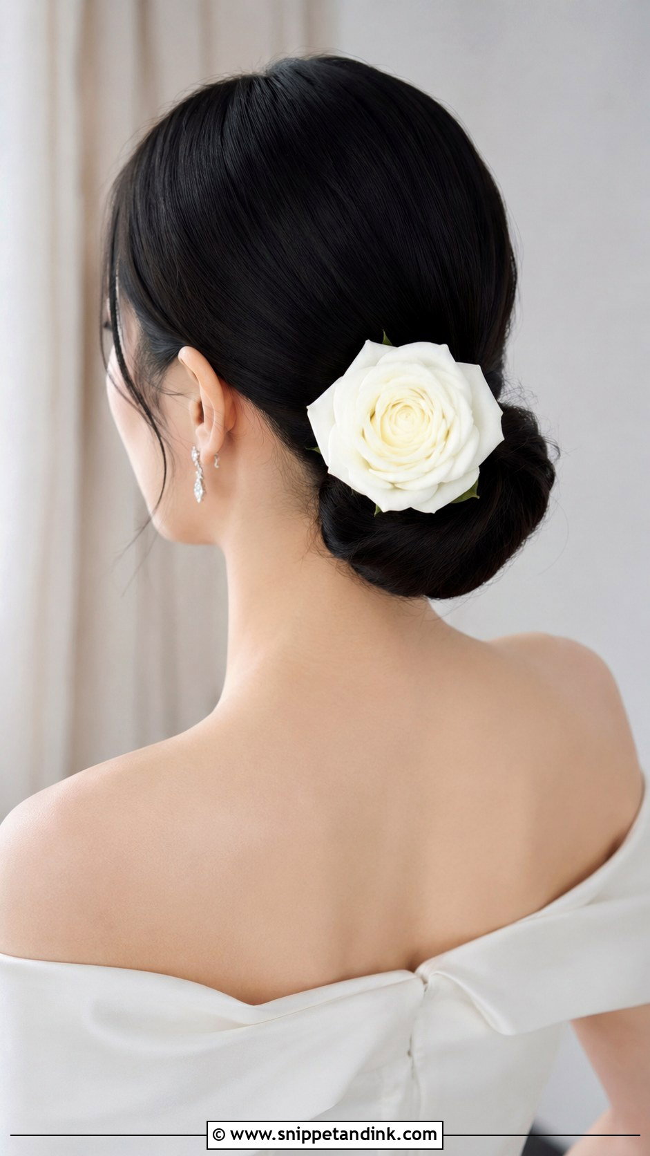 Chignon with Single Flower - Snippet and Ink - 20 Bridal Hair Buns with Flowers