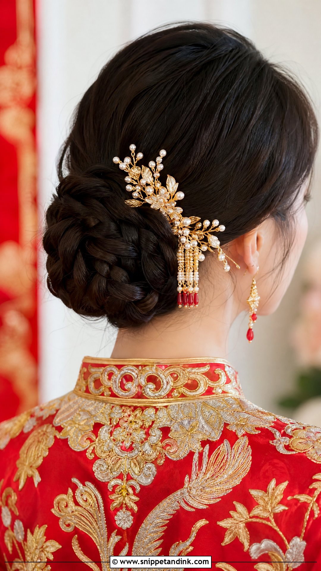 Chinese Bridal Braided Bun With Hair Comb - Snippet and Ink - 15 Chinese Bridal Hair Ideas