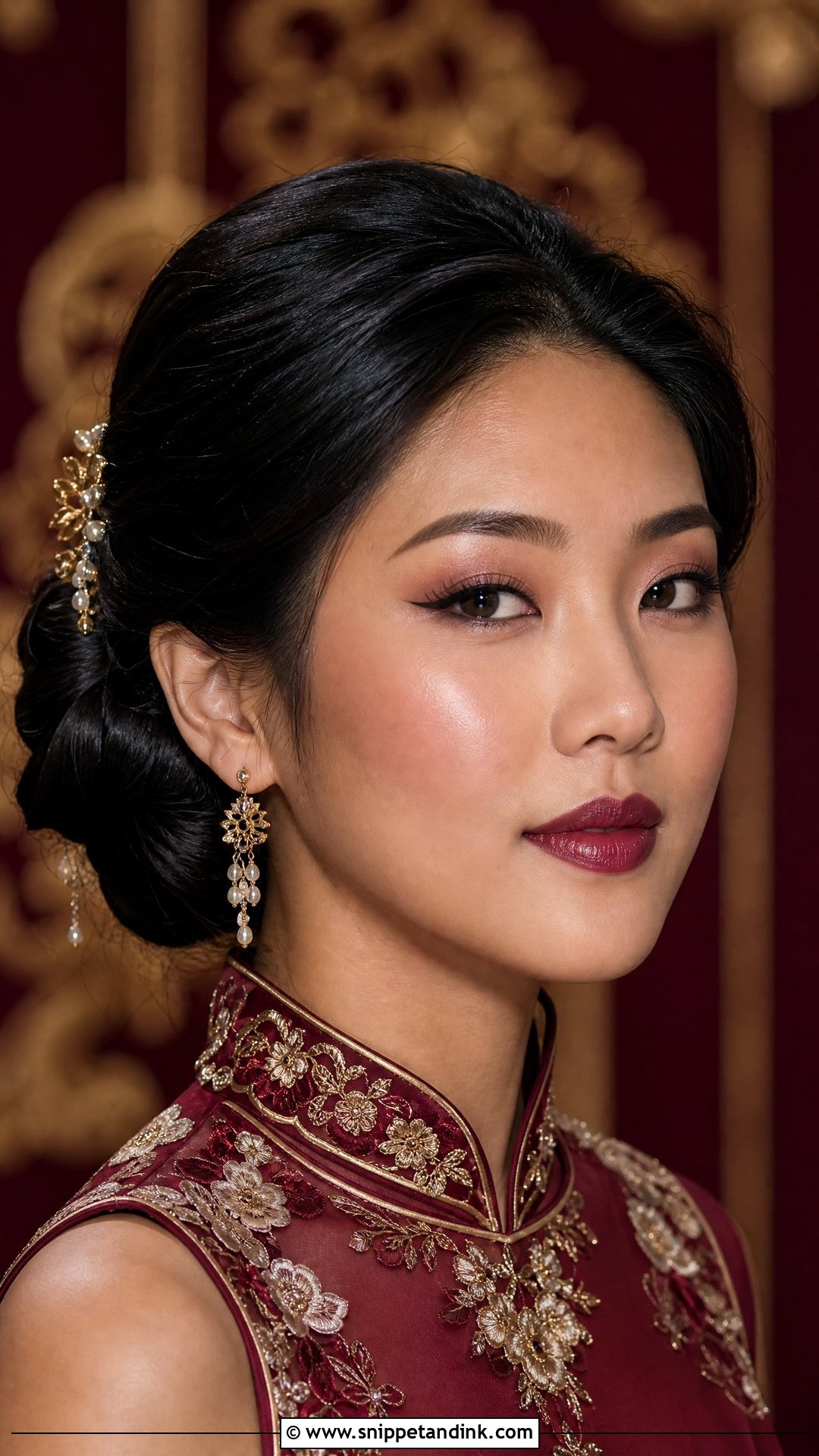 Chinese Bridal Makeup With Berry Lip - Snippet and Ink - 20 Chinese Bridal Makeup Ideas