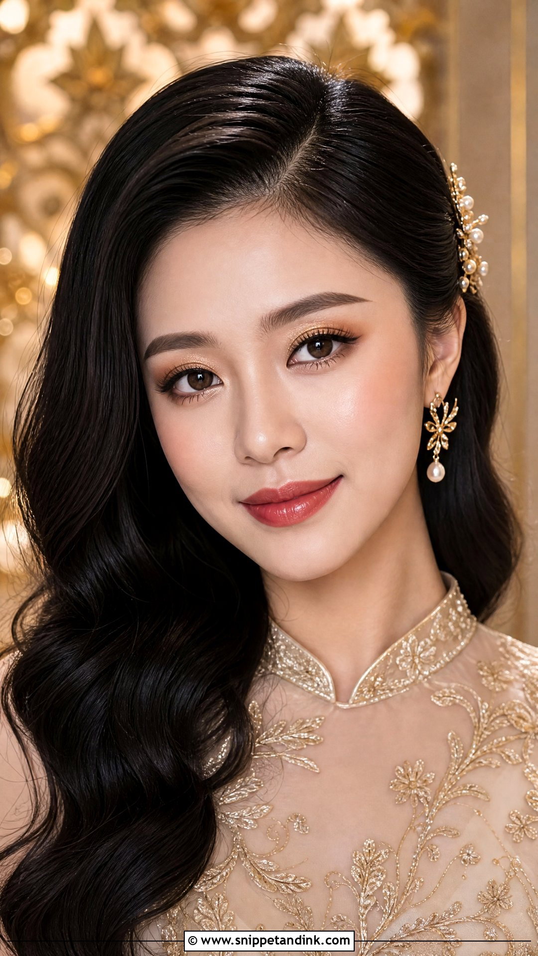 Chinese Bridal Makeup With Gold Eyeshadow - Snippet and Ink - 20 Chinese Bridal Makeup Ideas