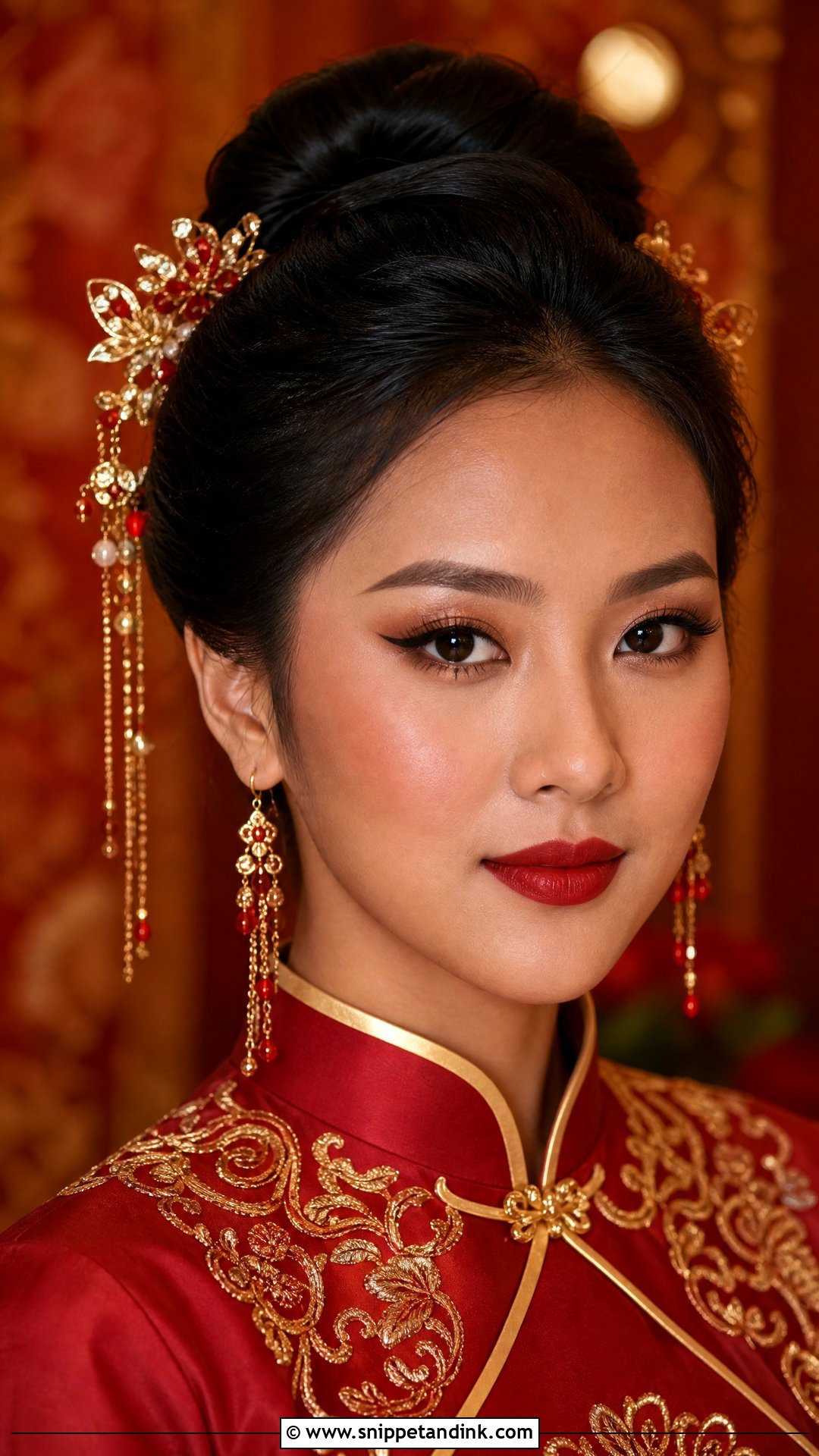 Chinese Bridal Makeup With Matte Skin - Snippet and Ink - 20 Chinese Bridal Makeup Ideas