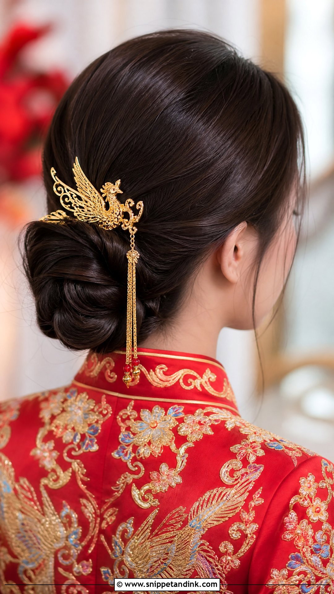 Chinese Tea Ceremony Hair With Gold Hairpin - Snippet and Ink - 15 Chinese Tea Ceremony Hair Ideas