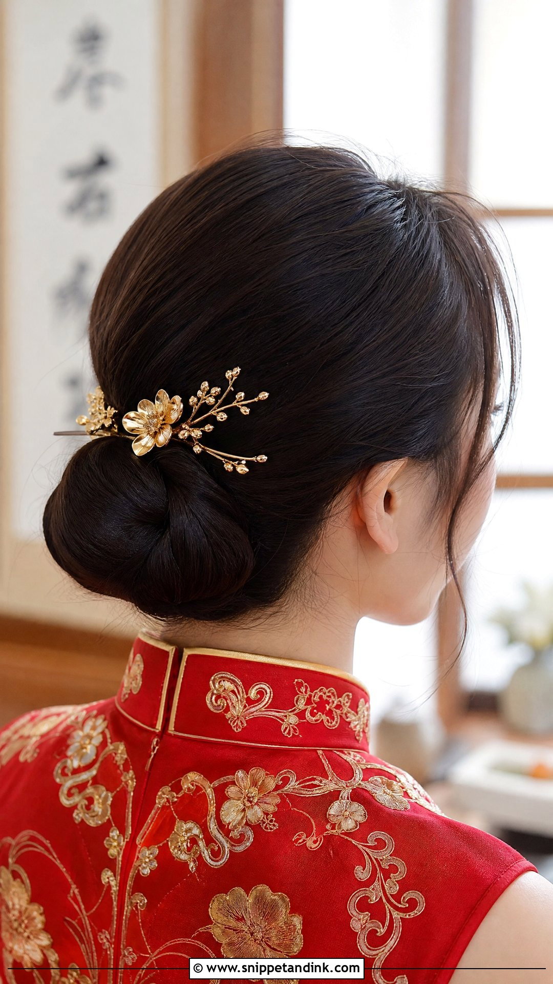 Chinese Tea Ceremony Low Chignon - Snippet and Ink - 15 Chinese Tea Ceremony Hair Ideas