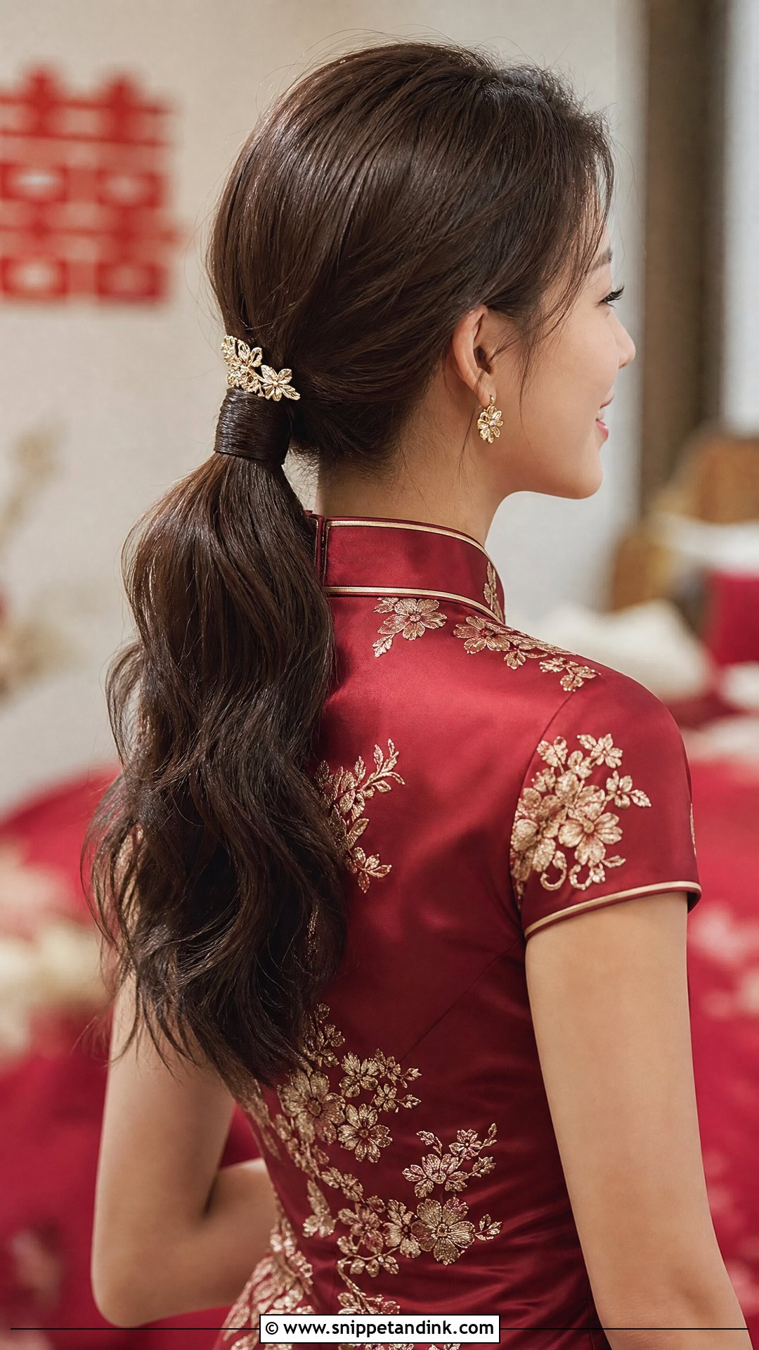 Chinese Tea Ceremony Low Ponytail - Snippet and Ink - 15 Chinese Tea Ceremony Hair Ideas