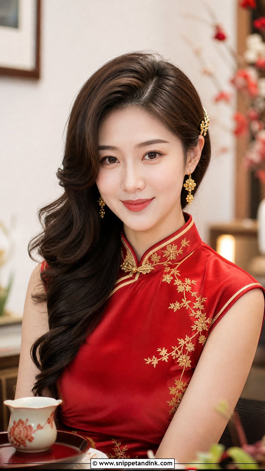 Chinese Tea Ceremony Side Swept Waves - Snippet and Ink - 15 Chinese Tea Ceremony Hair Ideas