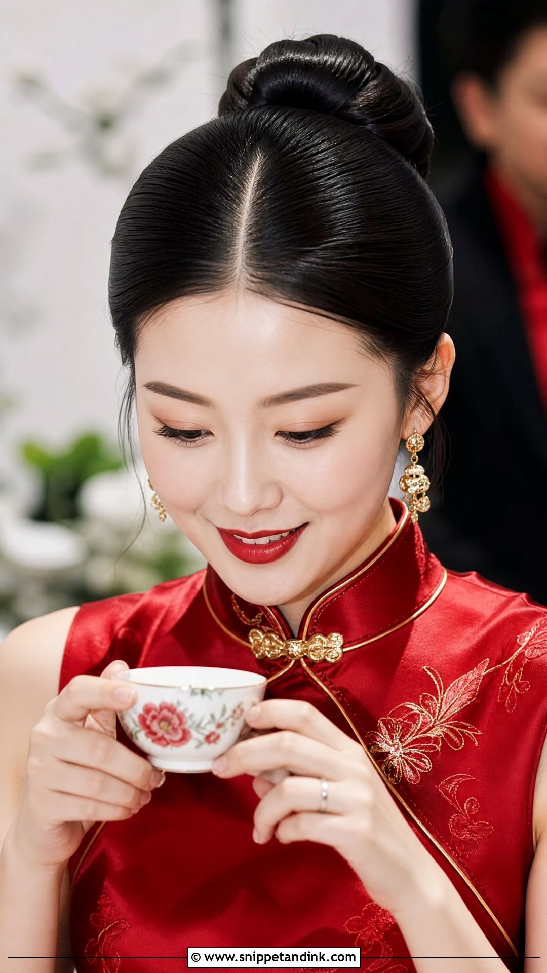 Chinese Tea Ceremony Sleek Bun - Snippet and Ink - 15 Chinese Tea Ceremony Hair Ideas