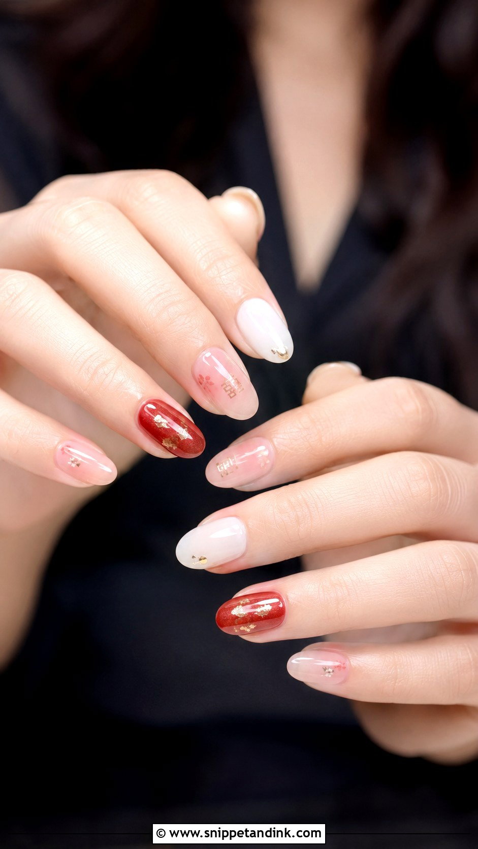 Chinese Wedding Nails With Red Accent Nails - Snippet and Ink - 20 Chinese Wedding Nails