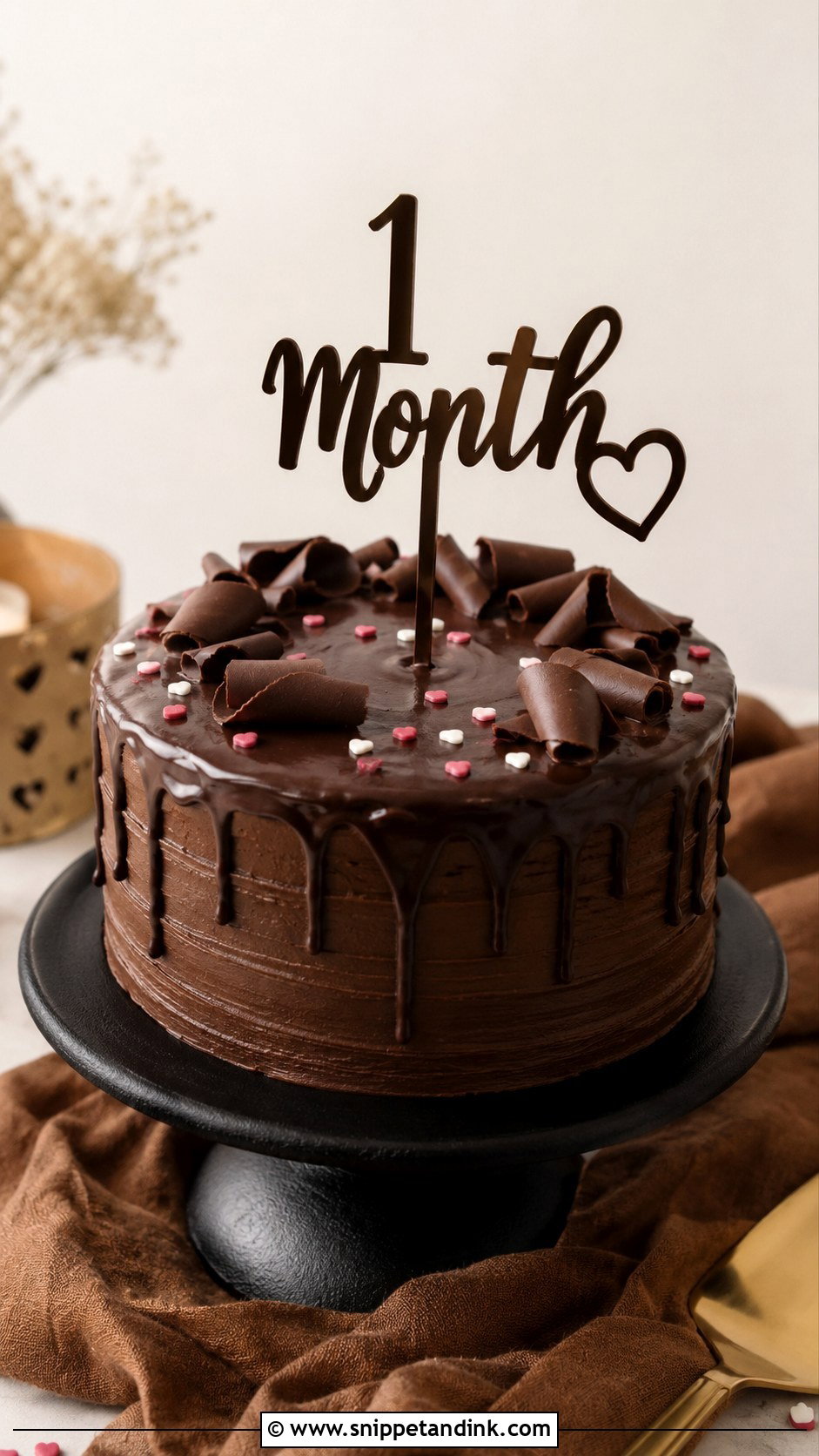 Chocolate 1 Month Anniversary Cake - Snippet and Ink - 20 1st Month Anniversary Cake Ideas