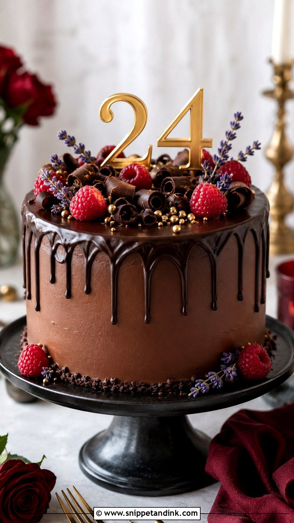 Chocolate 24th Anniversary Cake - Snippet and Ink - 20 24th Anniversary Cake Ideas