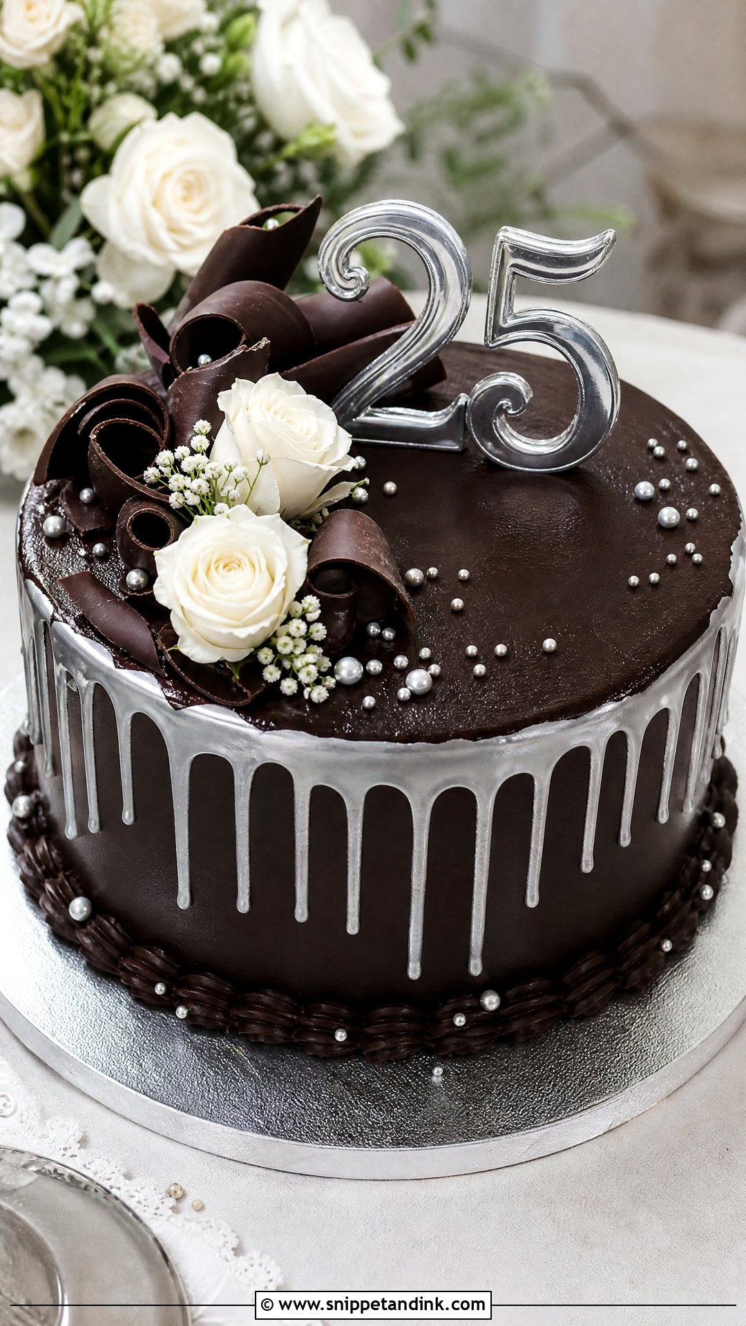 Chocolate 25th Anniversary Cake - Snippet and Ink - 25 25th Wedding Anniversary Cakes