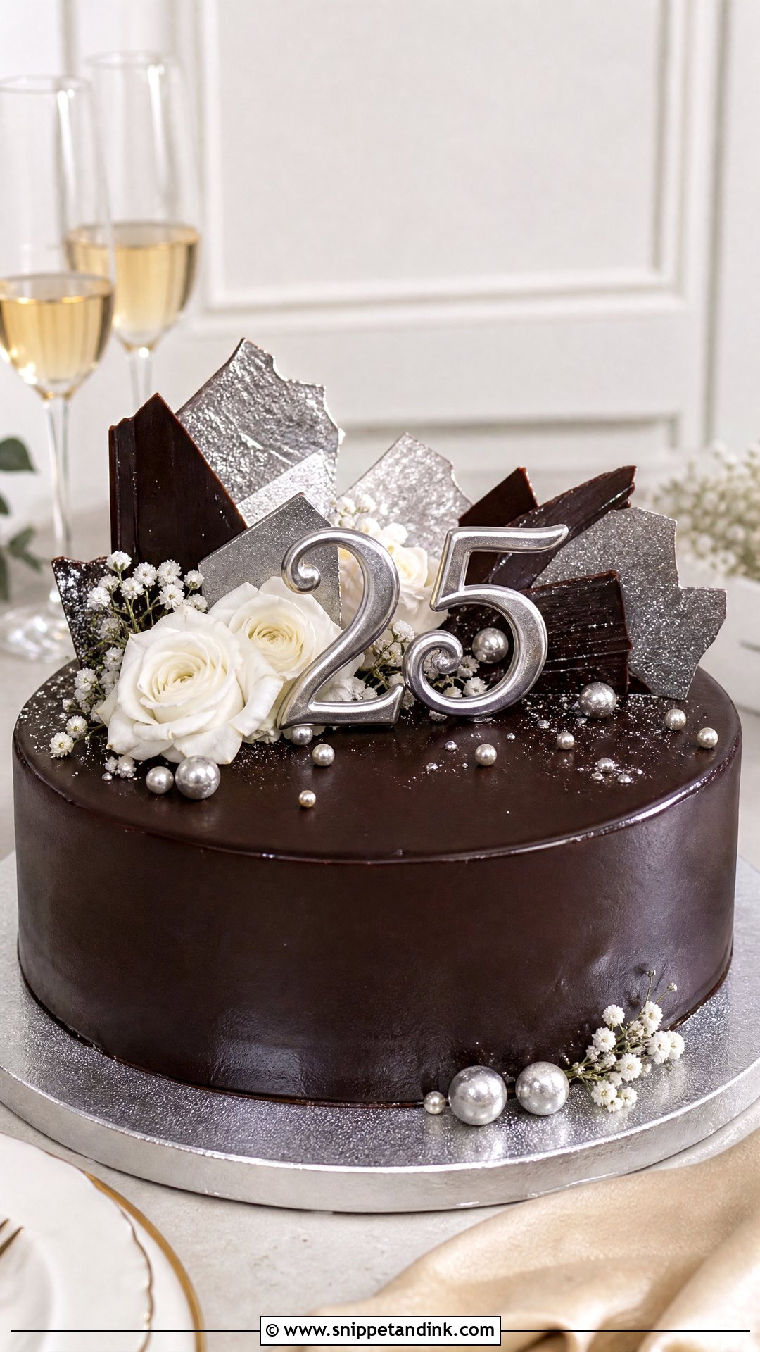 Chocolate 25th Anniversary Cake - Snippet and Ink - 25 25th Anniversary Cake Ideas