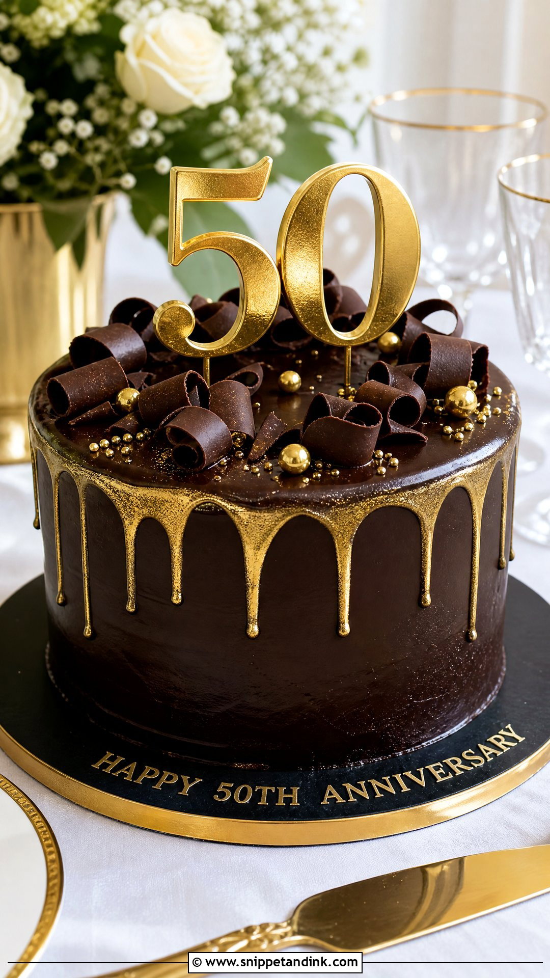 Chocolate 50th Anniversary Cake - Snippet and Ink - 30 50th Anniversary Cakes