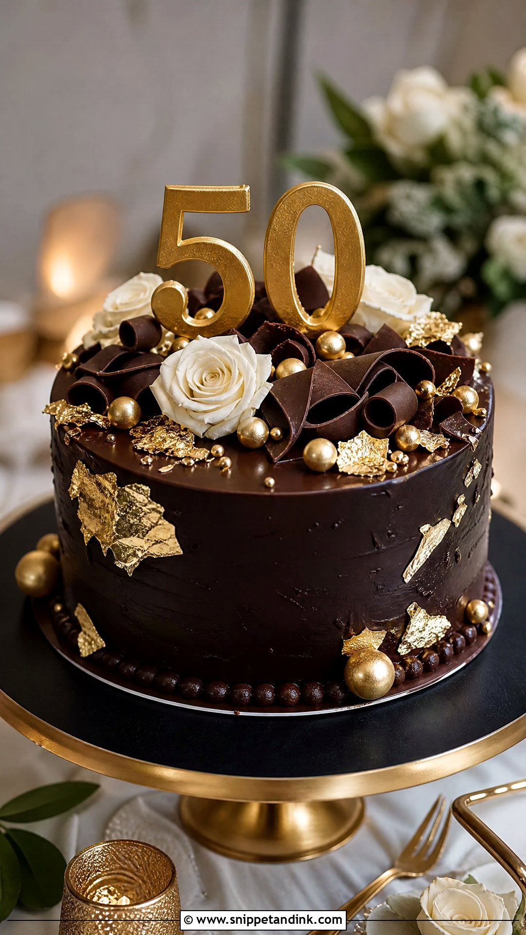 Chocolate 50th Anniversary Cake - Snippet and Ink - 25 50th Wedding Anniversary Cakes