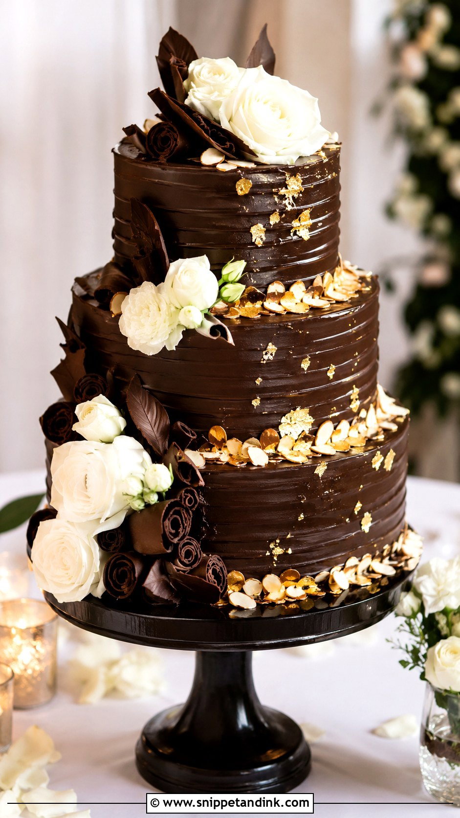 Chocolate Amaretto Wedding Cake - Snippet and Ink - 20 Amaretto Wedding Cake Ideas