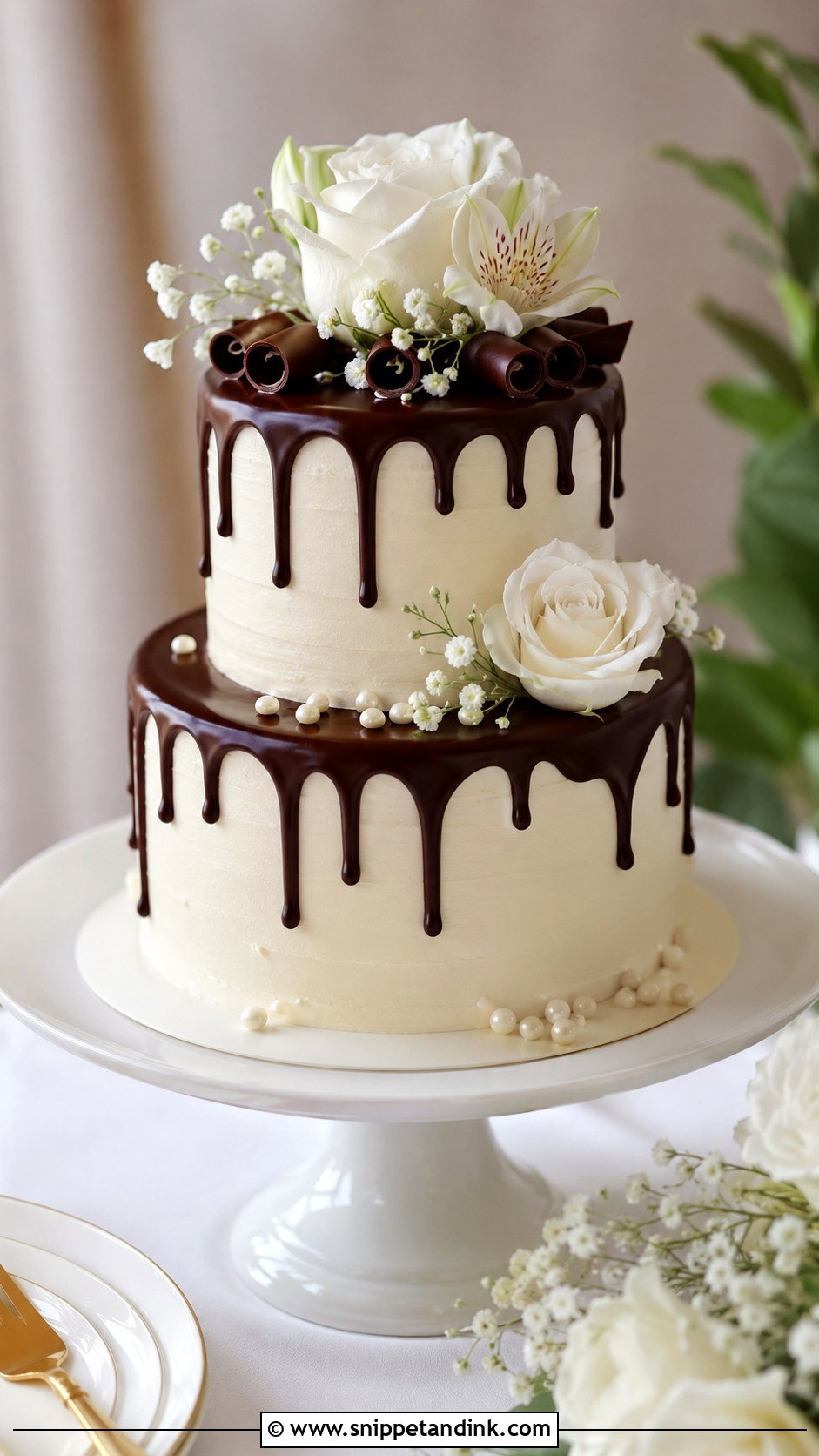 Chocolate And White Small Wedding Cake - Snippet and Ink - 25 Chocolate and White Wedding Cake Ideas