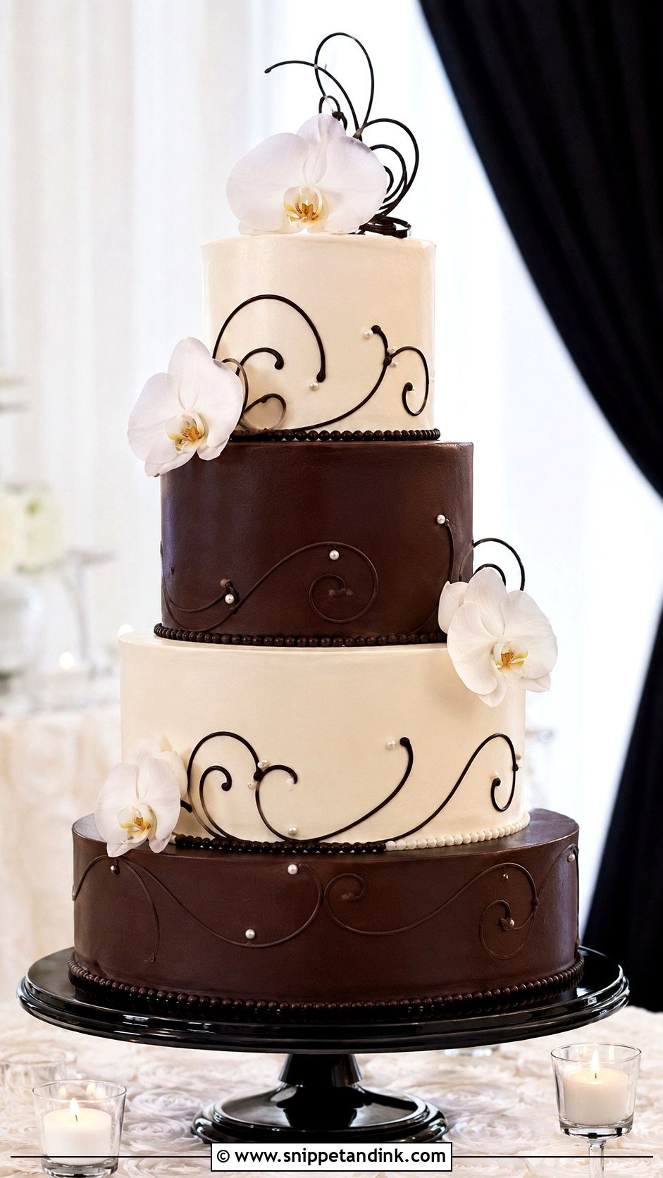 Chocolate Black And White Wedding Cake - Snippet and Ink - 20 Chocolate Cake Design Ideas for Wedding