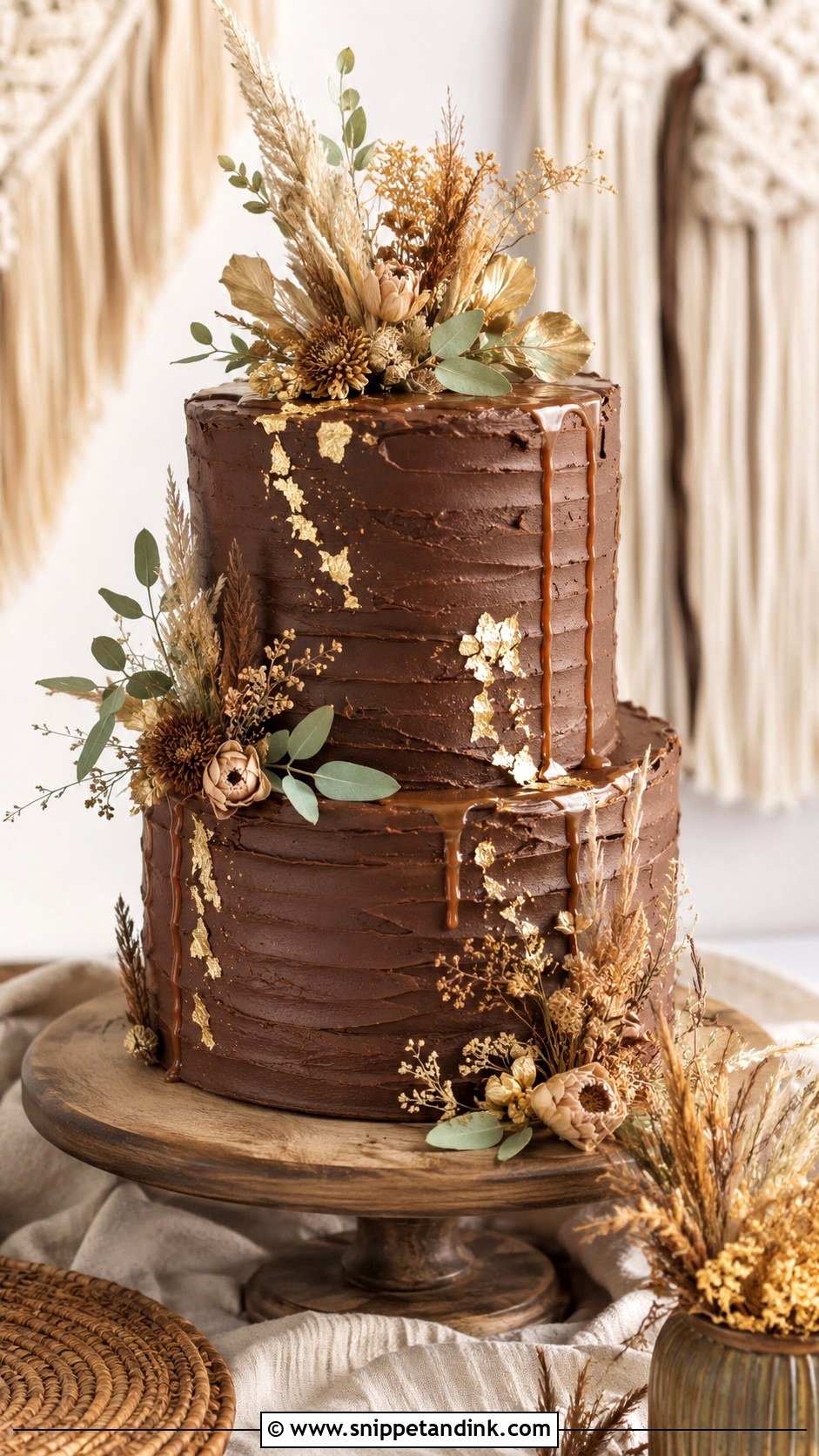 Chocolate Boho Wedding Cake - Snippet and Ink - 20 Chocolate Cake Design Ideas for Wedding