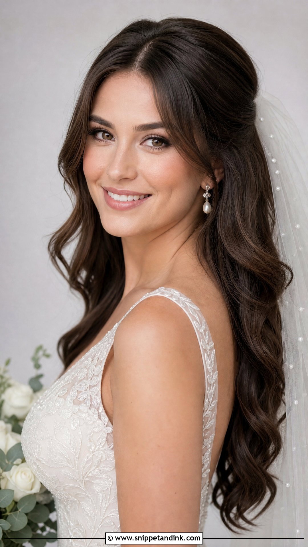 Chocolate Brown Bridal Waves - Snippet and Ink - 15 Bride Brown Hair Ideas